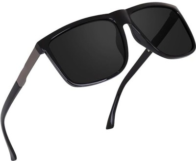 LIZA ANGEL Retro Square Sunglasses(For Men & Women, Black)