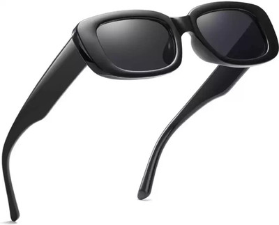 zivanto Rectangular Sunglasses(For Men & Women, Black)