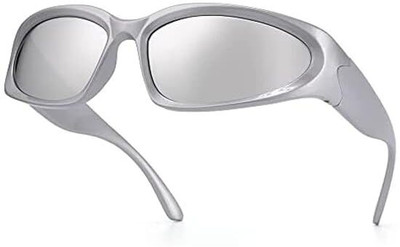Eyenaks Wrap-around Sunglasses(For Men & Women, Silver)