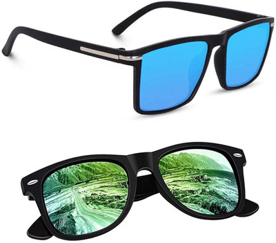 ELLIGATOR Retro Square, Wayfarer, Rectangular Sunglasses(For Men & Women, Blue, Yellow)