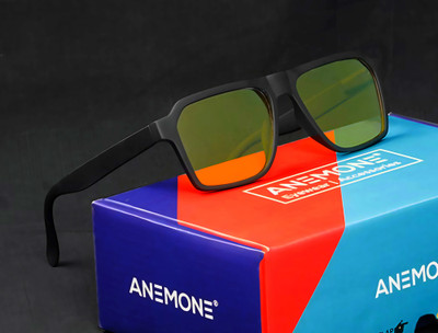 Anemone Retro Square Sunglasses(For Men & Women, Yellow)