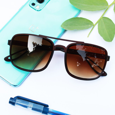jiebo Rectangular Sunglasses(For Men & Women, Brown)