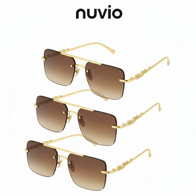 NUVIO Rectangular, Over-sized Sunglasses(For Boys & Girls, Brown)