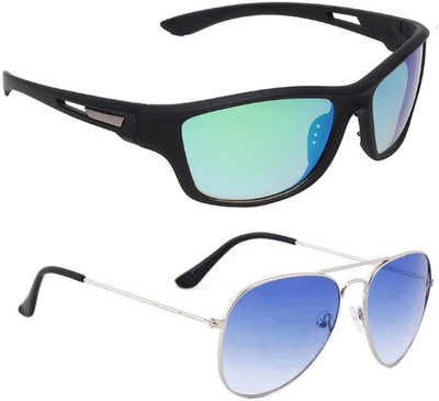 ELLIGATOR Wrap-around Sunglasses(For Men & Women, Green, Blue)