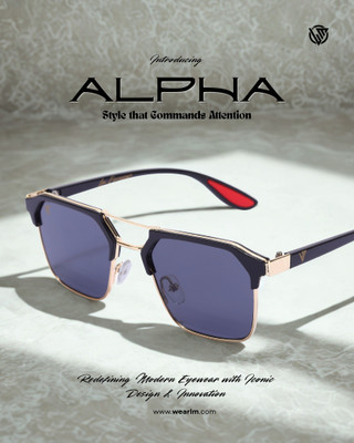 LM Eyewear Retro Square Sunglasses(For Men & Women, Black)