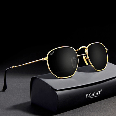 Resist Rectangular Sunglasses(For Men & Women, Black)