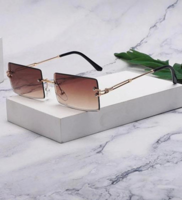 KOPEK Rectangular Sunglasses(For Men & Women, Brown)