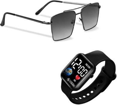 UZAK Rectangular Sunglasses(For Boys, Black)