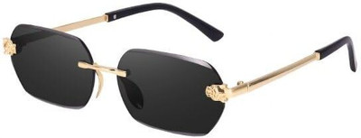 Rich Club Rectangular Sunglasses(For Men & Women, Black)