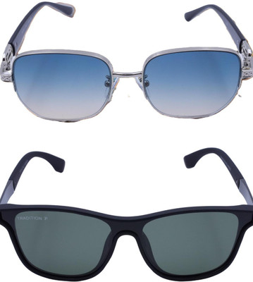 ZYRA EYEWEAR Retro Square Sunglasses(For Men, Blue, Black)