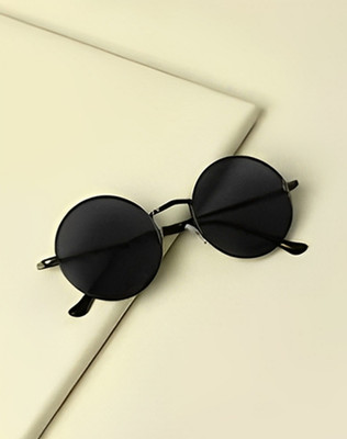 Glasso Aviator, Round, Wayfarer, Sports, Over-sized Sunglasses(For Men & Women, Black)