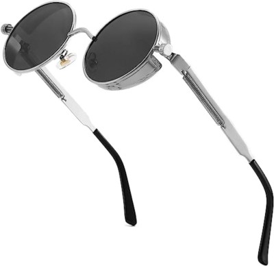 Supreno Round Sunglasses(For Men, Black)