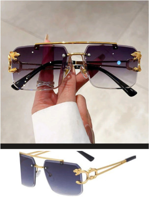Zeemork Rectangular Sunglasses(For Men & Women, Grey)