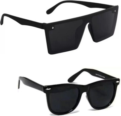 PC STAR Wayfarer Sunglasses(For Men & Women, Black, Black)