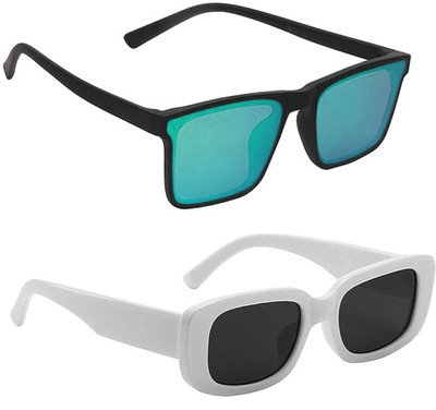 ELLIGATOR Retro Square Sunglasses(For Men & Women, Green, Black)