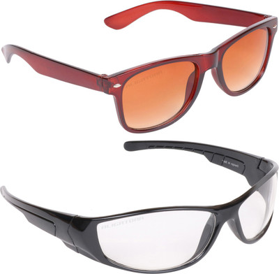 Aligatorr Wrap-around, Wayfarer Sunglasses(For Boys, Brown, Clear)