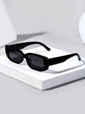 NOWWAY Rectangular Sunglasses(For Men & Women, Black)