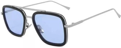 Sunglance Rectangular, Retro Square, Aviator Sunglasses(For Men & Women, Blue)