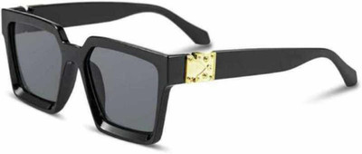 Zienz Retro Square Sunglasses(For Men & Women, Black)