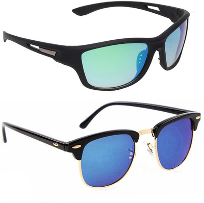 ELLIGATOR Wrap-around Sunglasses(For Men & Women, Green, Blue)