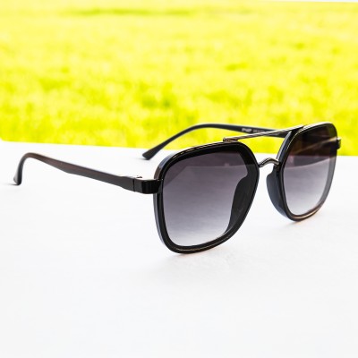 jiebo Retro Square Sunglasses(For Men, Black)