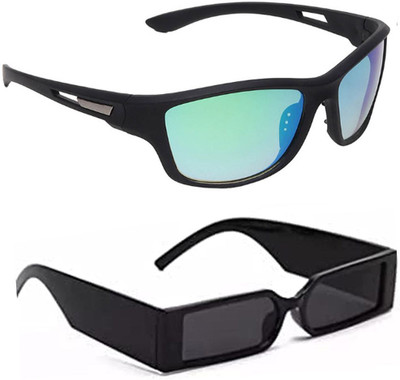 ELLIGATOR Wrap-around Sunglasses(For Men & Women, Green, Black)