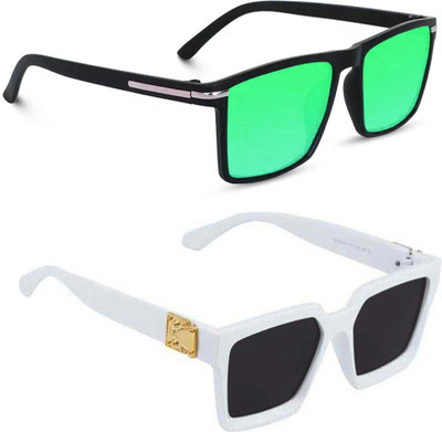ELLIGATOR Retro Square Sunglasses(For Men & Women, Green, Black)