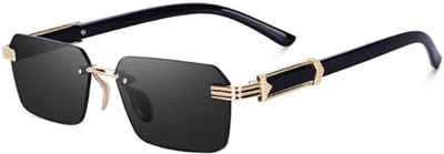 HATin Rectangular, Retro Square Sunglasses(For Men & Women, Black)