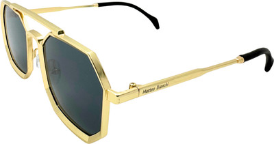 Matteo Bianchi Rectangular Sunglasses(For Men & Women, Black)