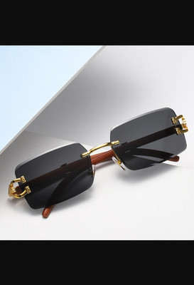 Zeemork Rectangular, Retro Square Sunglasses(For Men & Women, Black)