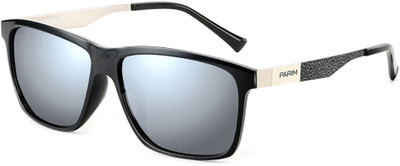 PARIM Rectangular, Wayfarer Sunglasses(For Men, Silver)