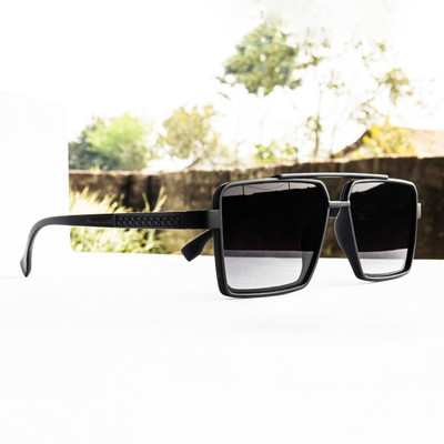 jiebo Retro Square Sunglasses(For Men & Women, Black)