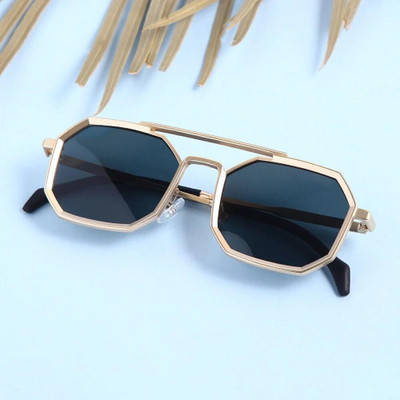 I REBEL Retro Square Sunglasses(For Men & Women, Black)