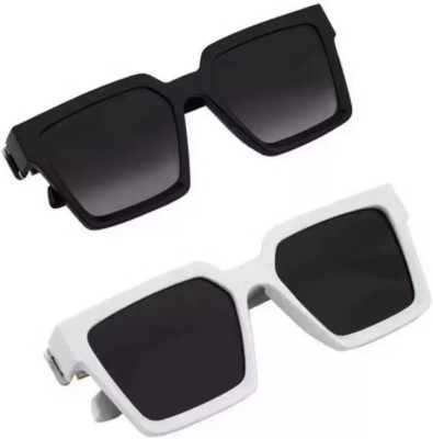 elitefashion Retro Square Sunglasses(For Men & Women, Black)