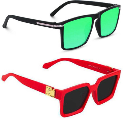 ELLIGATOR Retro Square Sunglasses(For Men & Women, Green, Black)