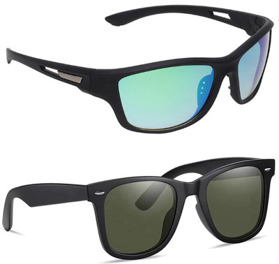 ELLIGATOR Wrap-around Sunglasses(For Men & Women, Green, Green)