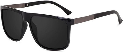LIZA ANGEL Retro Square Sunglasses(For Men & Women, Black)
