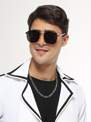 Hashtag eyewear Retro Square Sunglasses(For Men, Black)