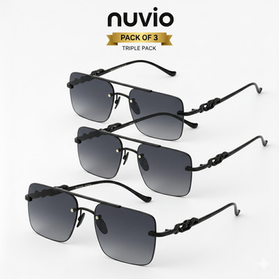 NUVIO Over-sized, Retro Square Sunglasses(For Boys & Girls, Black, Grey)