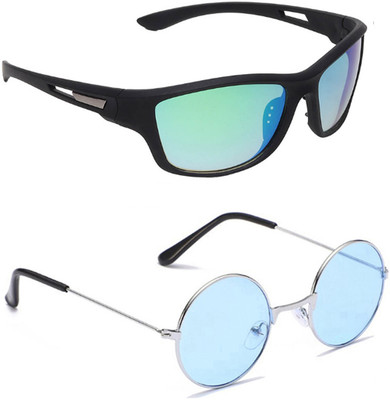 ELLIGATOR Wrap-around Sunglasses(For Men & Women, Green, Blue)
