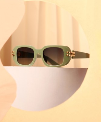 Haute Sauce Rectangular Sunglasses(For Women, Green)