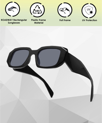 ROADWAY Retro Square Sunglasses(For Men, Black)