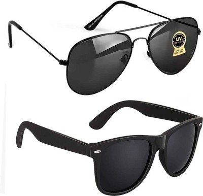 LAER Aviator, Wayfarer Sunglasses(For Boys & Girls, Black)