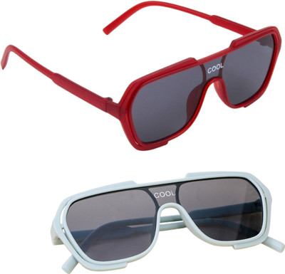 Neska Moda Rectangular Sunglasses(For Boys & Girls, Black)