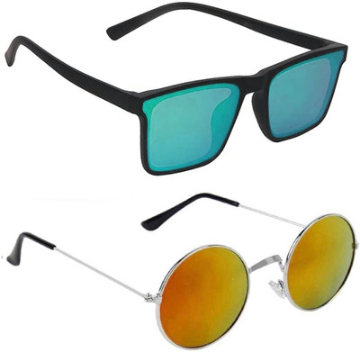 ELLIGATOR Retro Square Sunglasses(For Men & Women, Green, Red)