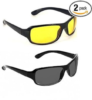 Dannilo Wrap-around Sunglasses(For Men & Women, Yellow, Black)