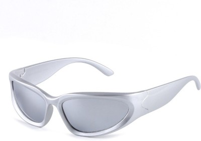 Eyenaks Wrap-around Sunglasses(For Men & Women, Silver)