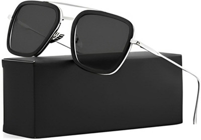 Glasso Retro Square, Aviator, Wayfarer Sunglasses(For Men & Women, Black)