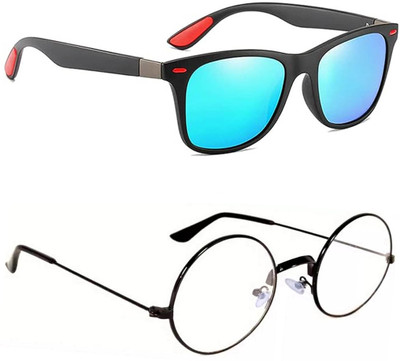 ELLIGATOR Retro Square, Sports, Wayfarer, Rectangular Sunglasses(For Men & Women, Blue, Clear)