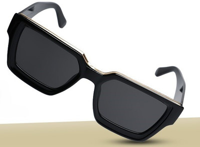 Eymen I Over-sized, Retro Square Sunglasses(For Men & Women, Black)